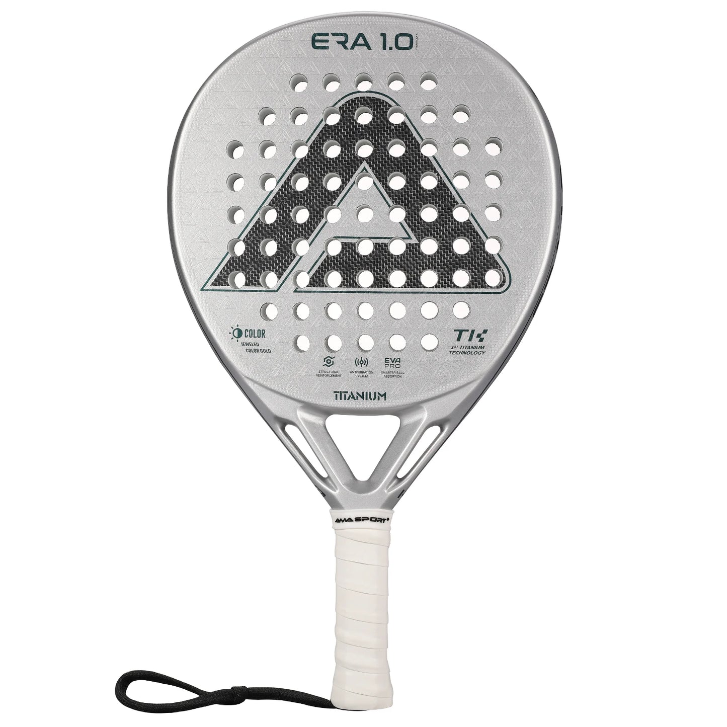 AMA SPORT 1St Titanium Gold Padel Rackets with Precision Holes,Anti-Vibration System High-Performance Titanium Pala de Padel