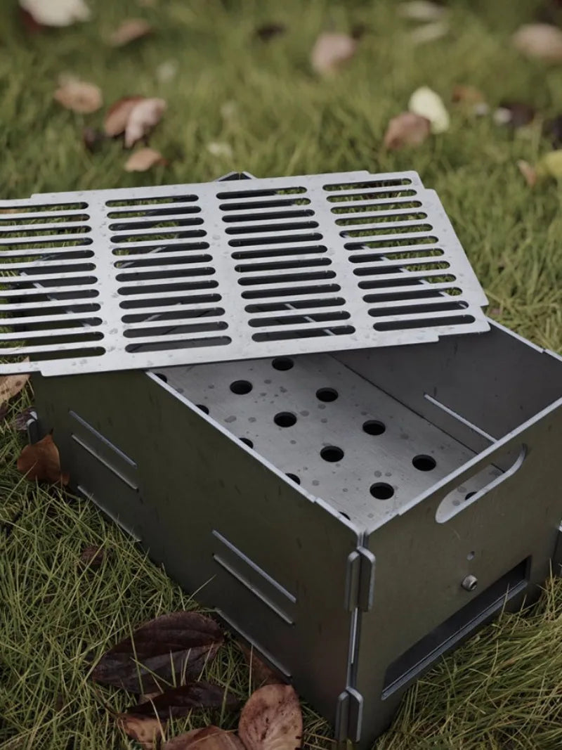 Titanium Alloy Portable Barbecue Grill Rack Outdoor Family Charcoal Stove Furnace Frame Camping Lightweight Camp Equipment