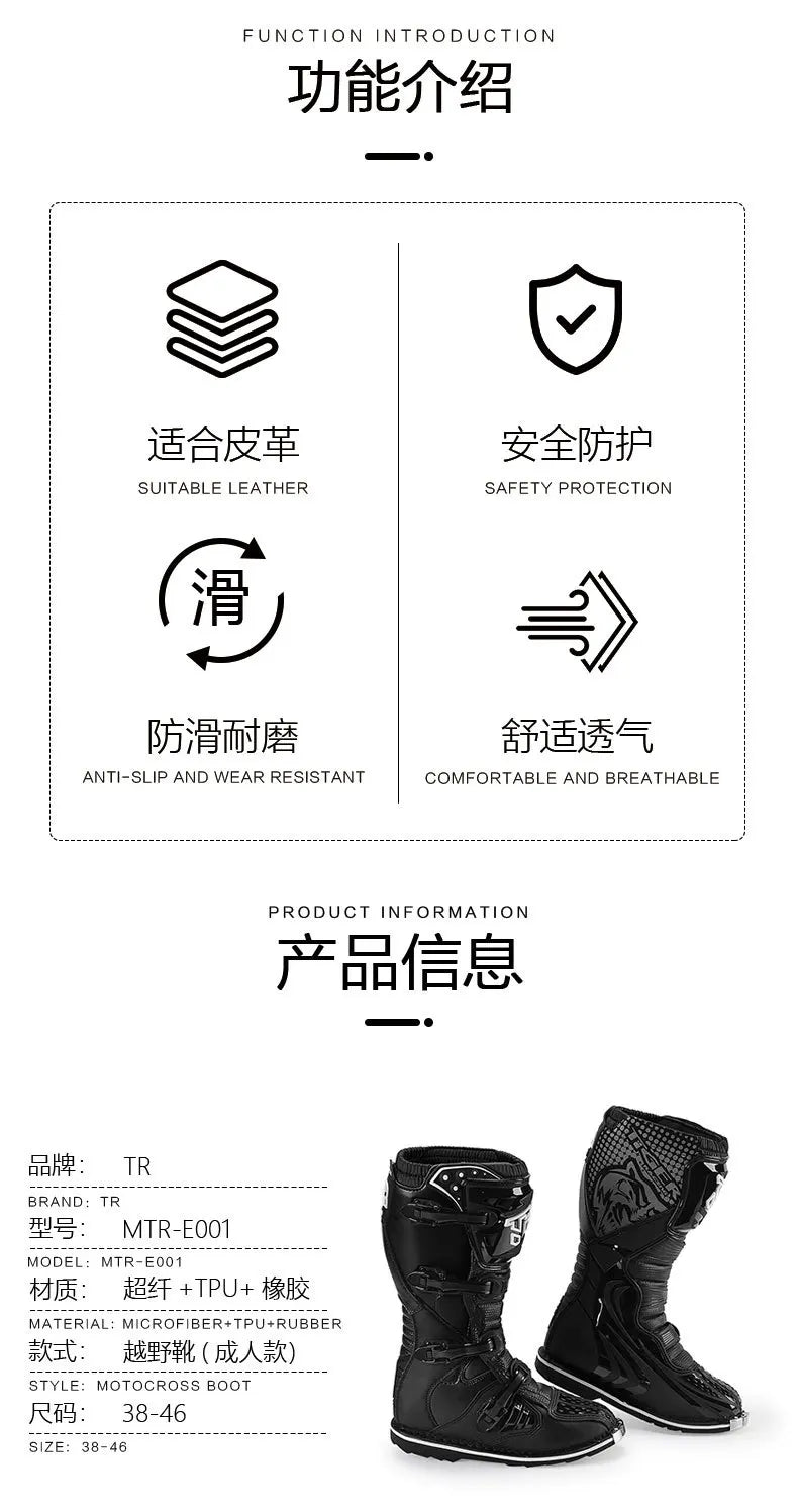 Motocross Enduro Professional Racing Boots Motorcycle Off-road Bottas Motorboat Shoes ATV MTB Motorcycle Long Racing Boots