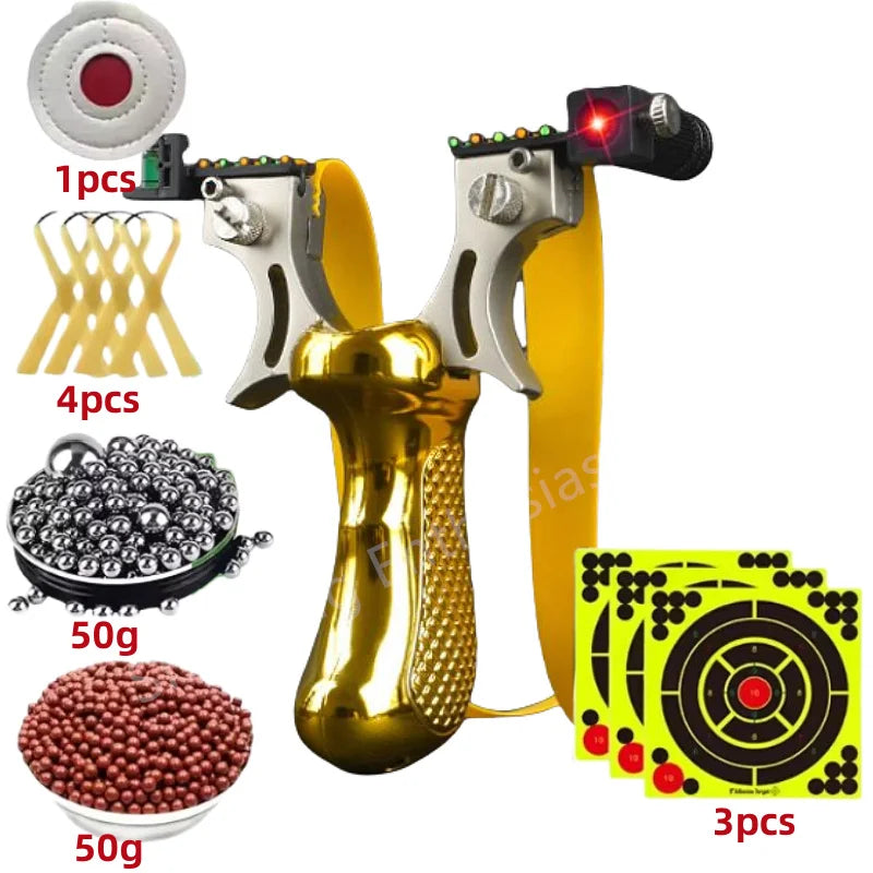 Outdoor shooting infrared laser hunting catapult rubber strap steel ball bullseye set game easy to carry