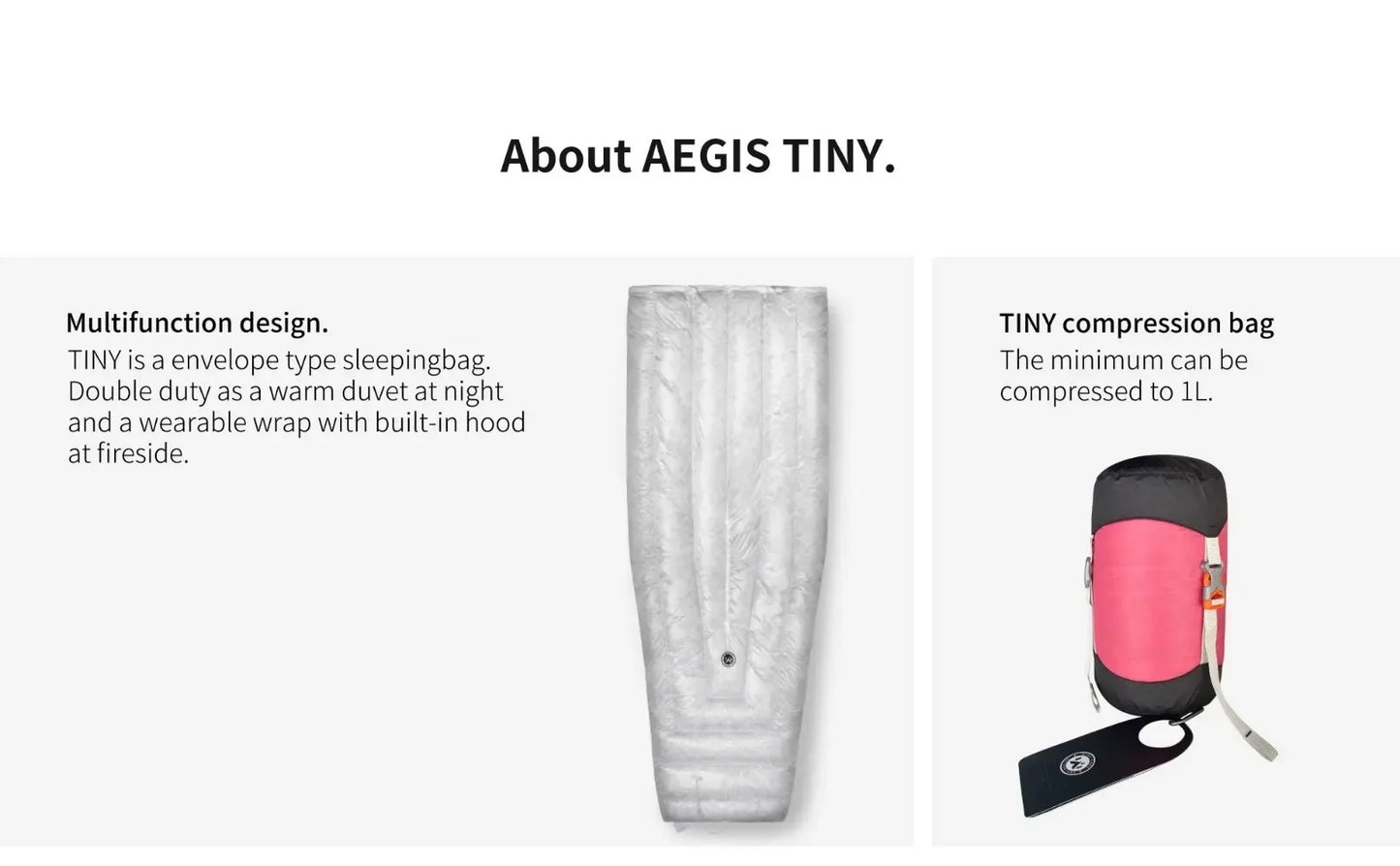 AEGISMAX Wind Hard Tiny Goose Down Sleeping Bag, Ultralight Wearable Quilt for Outdoor Camping, Hiking, Backpacking, Gray,800FP