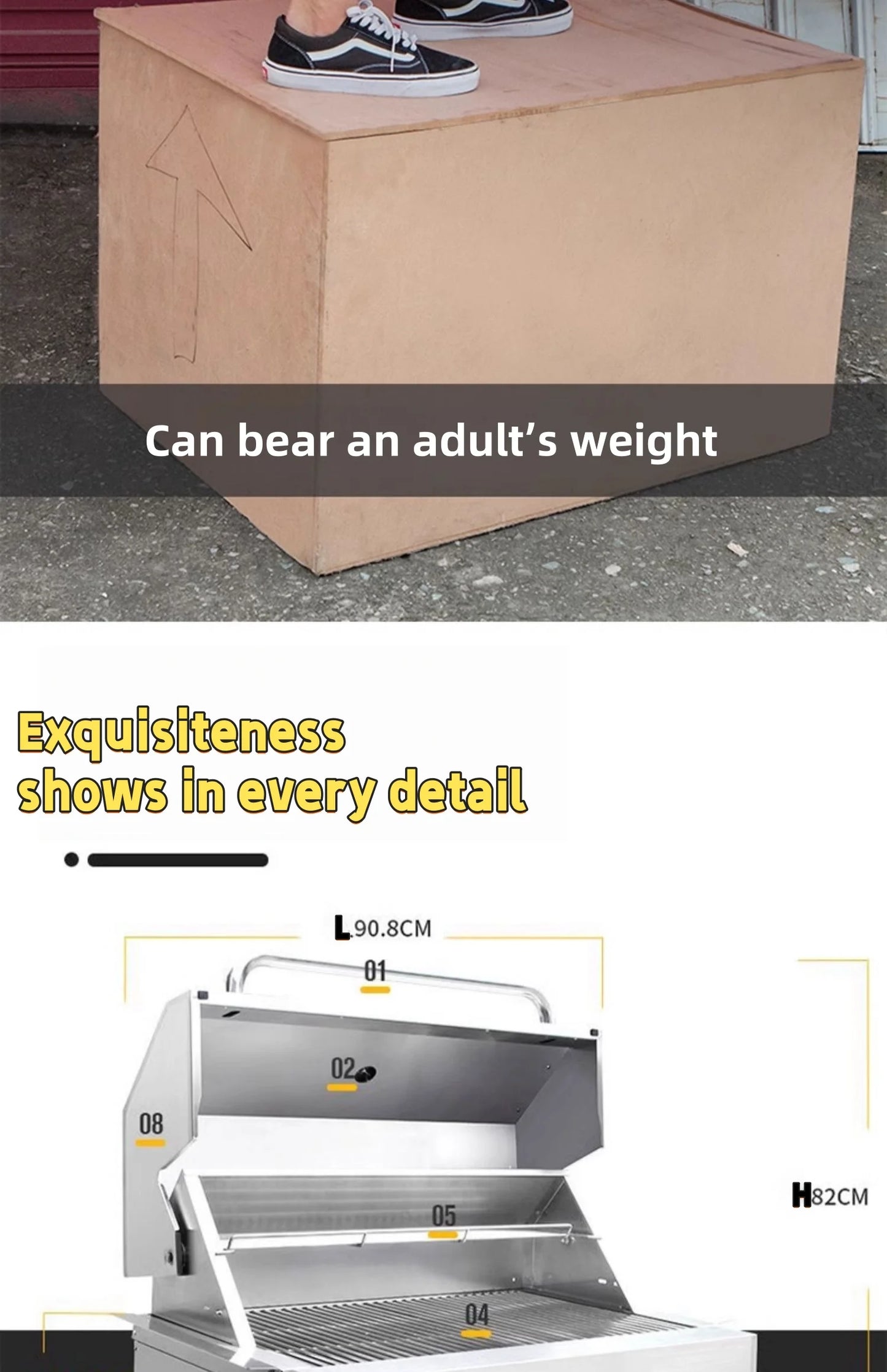 2025 Newest 304 Stainless Steel Built-in Courtyard Grill Gas Charcoal Dual Fuel Smoker BBQ Grill