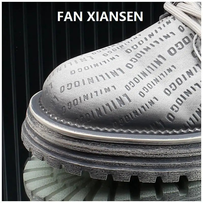 Motorcycle cycling shoes Ankle Boots Casual Sneaker Leather Shoes Loafers  Boots for Men Sports and Wear Round Toe Army Boots