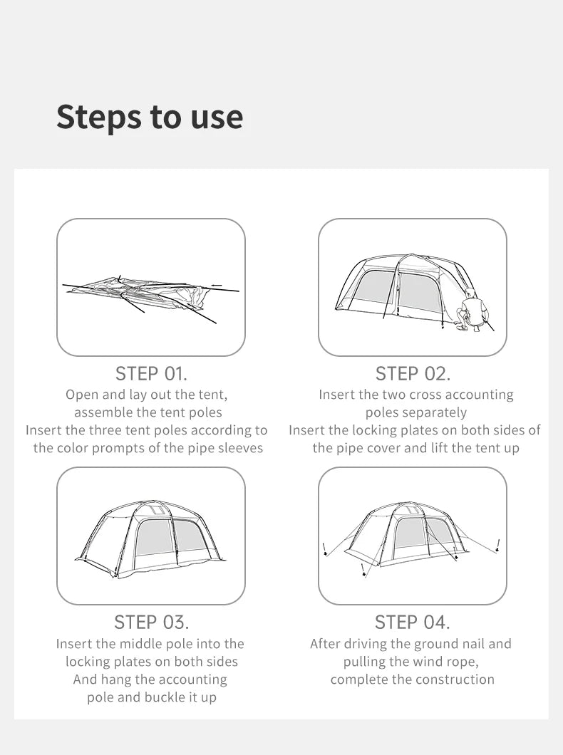 Naturehike Outdoor 4-6 Person Camping Dune 10.9 Tent One Bedroom One Living Room Hiking Tent 75D Nylon Camping Tents Canopy