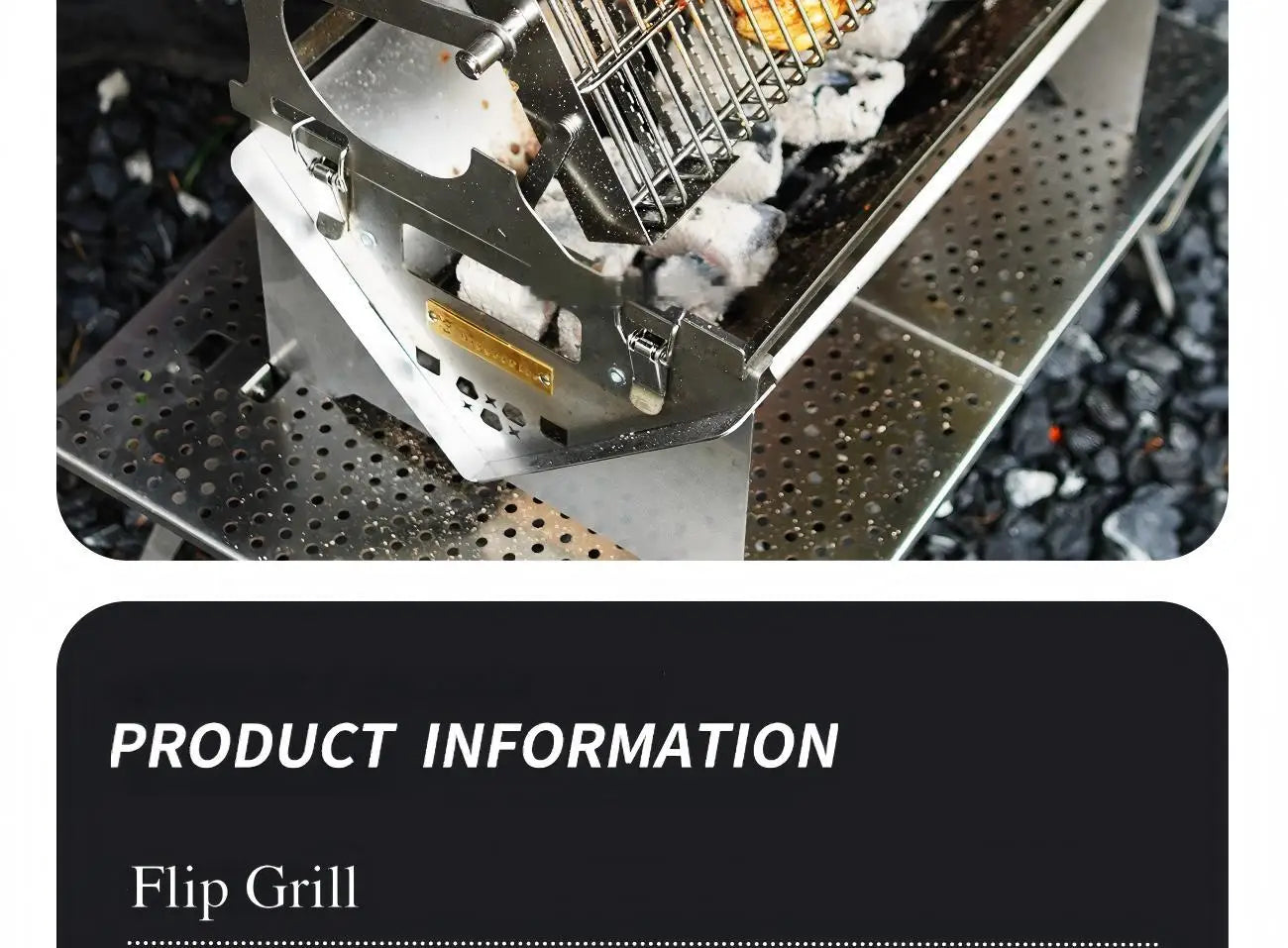 360° Rotating BBQ Grill – Stainless Steel, 5.7kg Lightweight for Camping & Parties – Feeds 1-6, Hands-Free Grilling for Family &