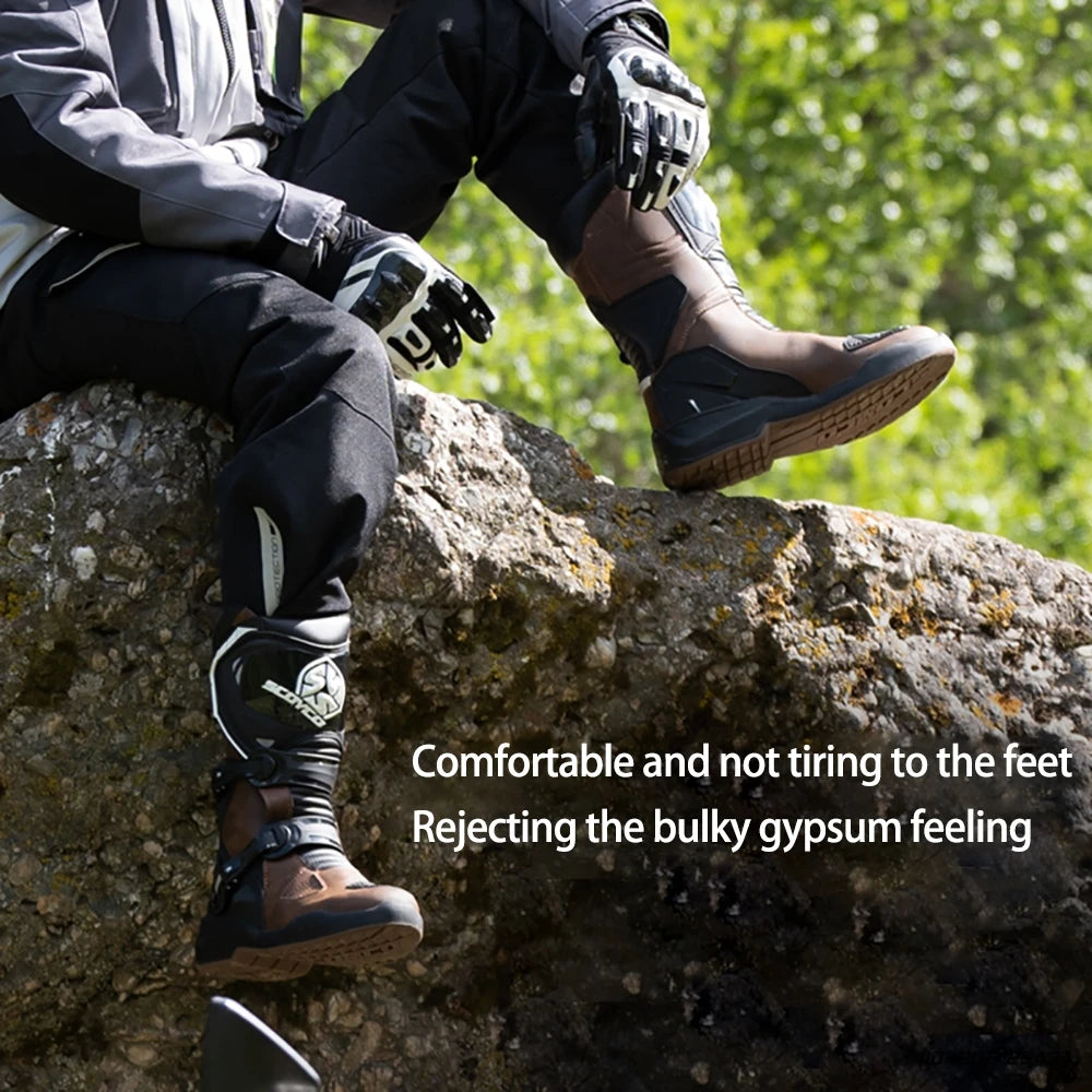 Motorcycle Boots Windproof Waterproof Motocross Boots Anti-Slip Professional Motorbike Shoes For Outdoor Off-Road Rally Riding