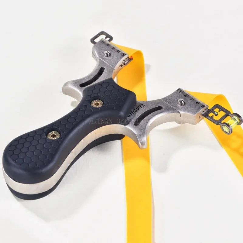 Stainless Steel Slingshot Quick Press Flat Rubber Band Slingshot Outdoor Hunting and Shooting Steel Ball Target Paper Set