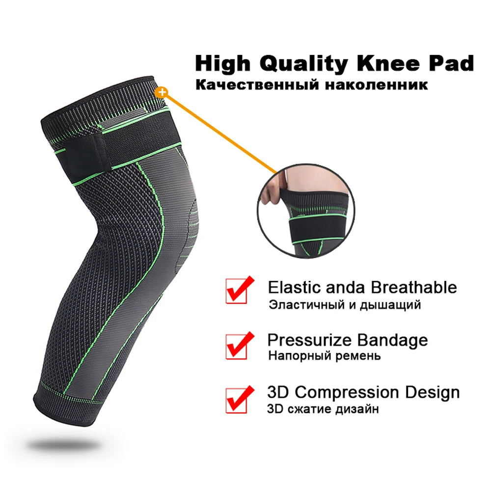 1/2Pcs Full Leg Compression Sleeve with Compression Strap for Women Men Long Leg Sleeve for Running Basketball Football Cycling