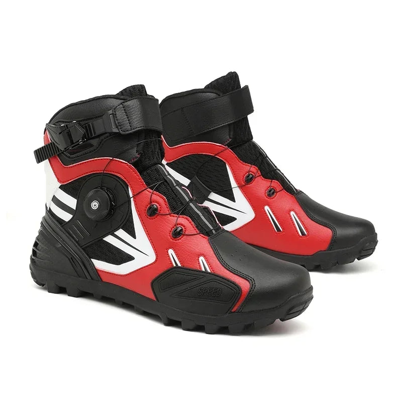 Summer Retro Mountain Off-road Motorcycle Riding Boots Men Motorbike Motocross Cycling Shoes With Gear Shift Pad Rubber Sole