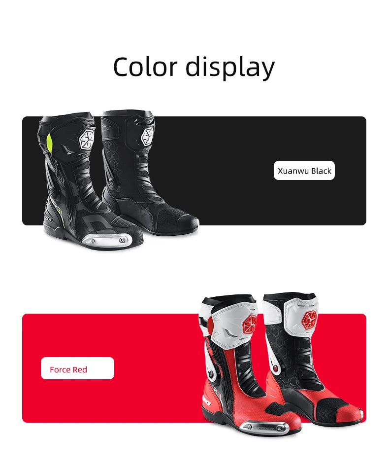 SCOYCO Motorcycle Boots Men Non-slip Anti-fall Professional Motorbike Racing Track Long Boots Mid-Calf Riding Protective Shoes