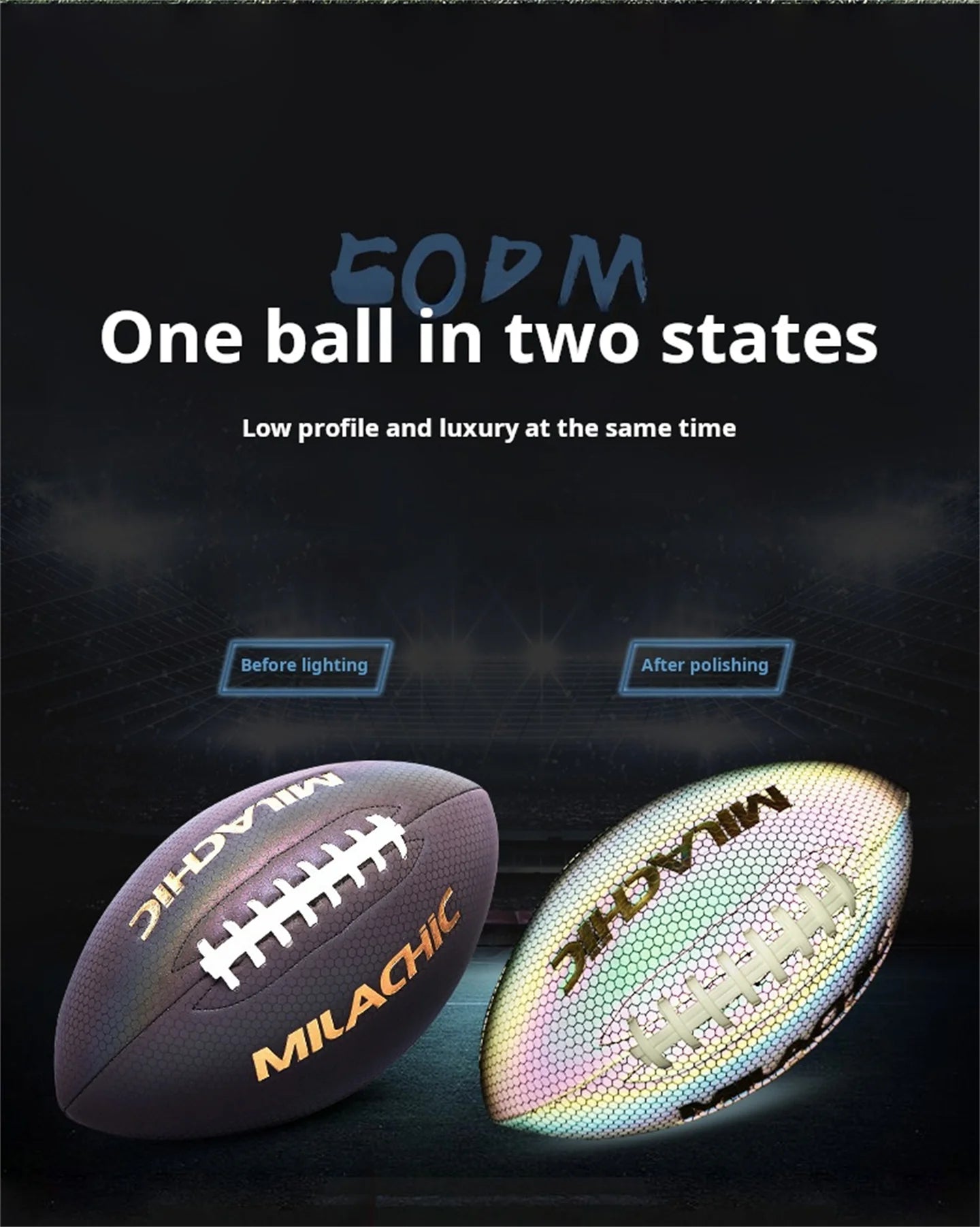 Luminous Fluorescent Reflective Rugby Pu American Standard Game Training Ball