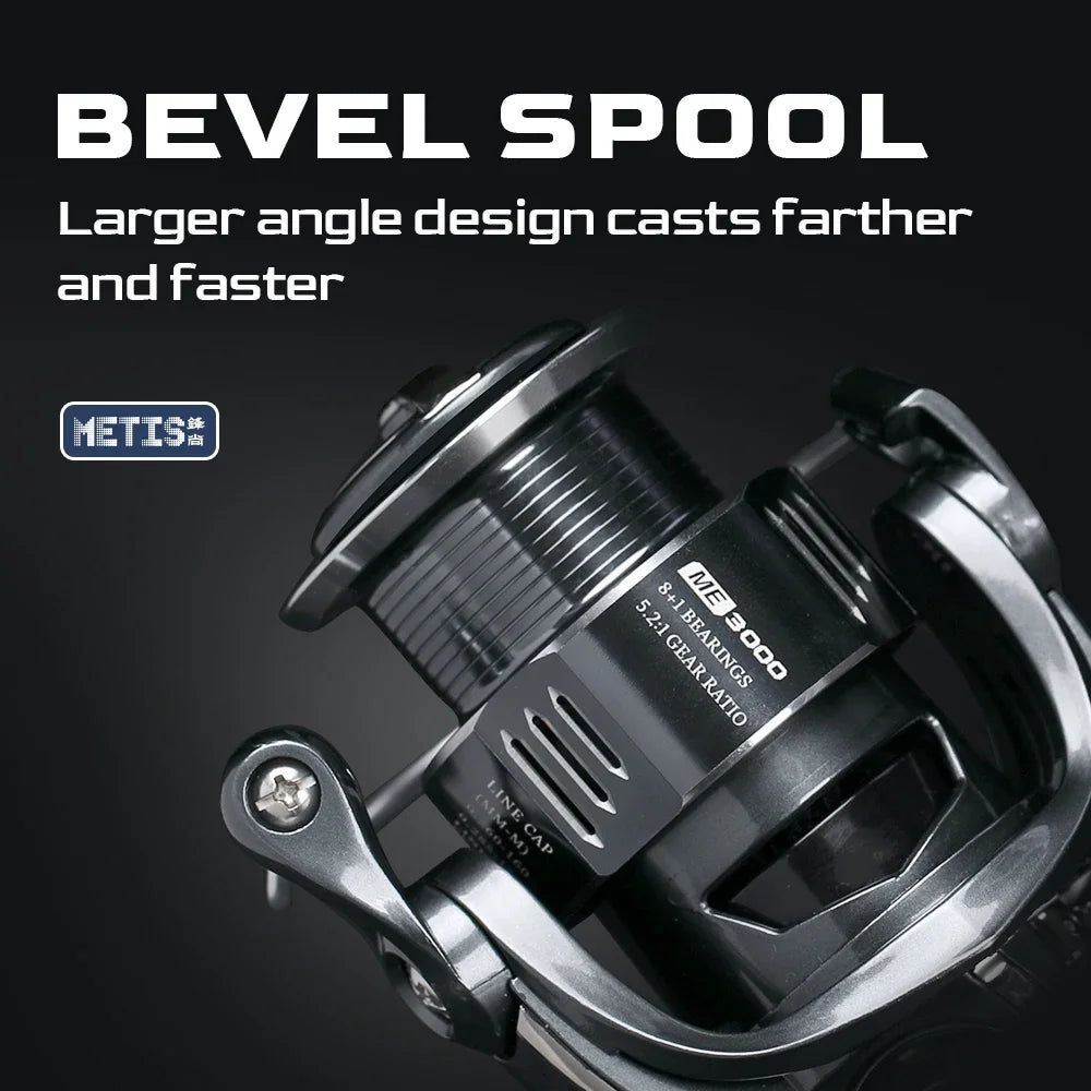 TSURINOYA Spinning Fishing Reel 8kg Drag  METIS 1000 2000 3000 4000 5000 Lightweight 8+1 Bearings Bass Saltwater Fishing Coil