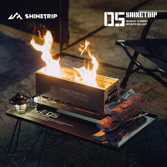 Outdoor Camping Second Burner Stove ShineTrip Thickened Stainless Steel Multifunctional Collapsible Portable IGT Half Unit Grill