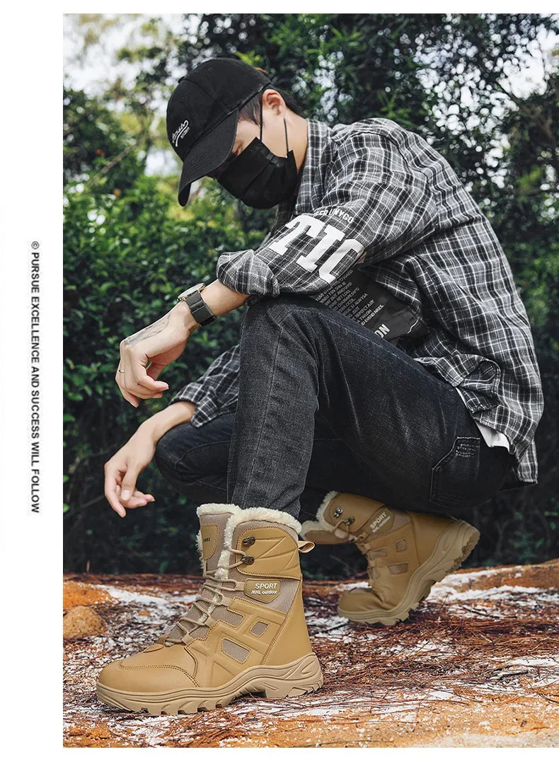 Winter High Top Outdoor Couple Hiking Boots Anti-fall Motocross Rider Boots BootPlus Size Mens Motorcycle Shoes