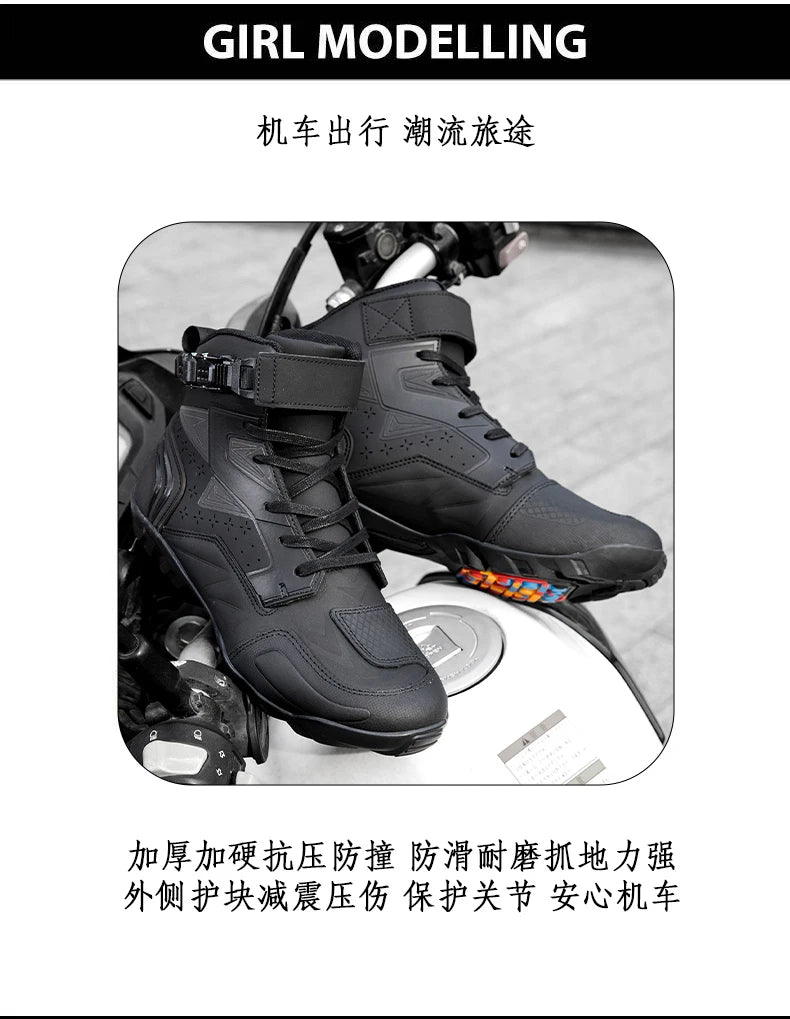 New Motorcycle Boots Men Breathable Motos Riding Boot TPU Protect Men's Motorcycle Shoes Anti Slip Motorbike Ankle Length Boots