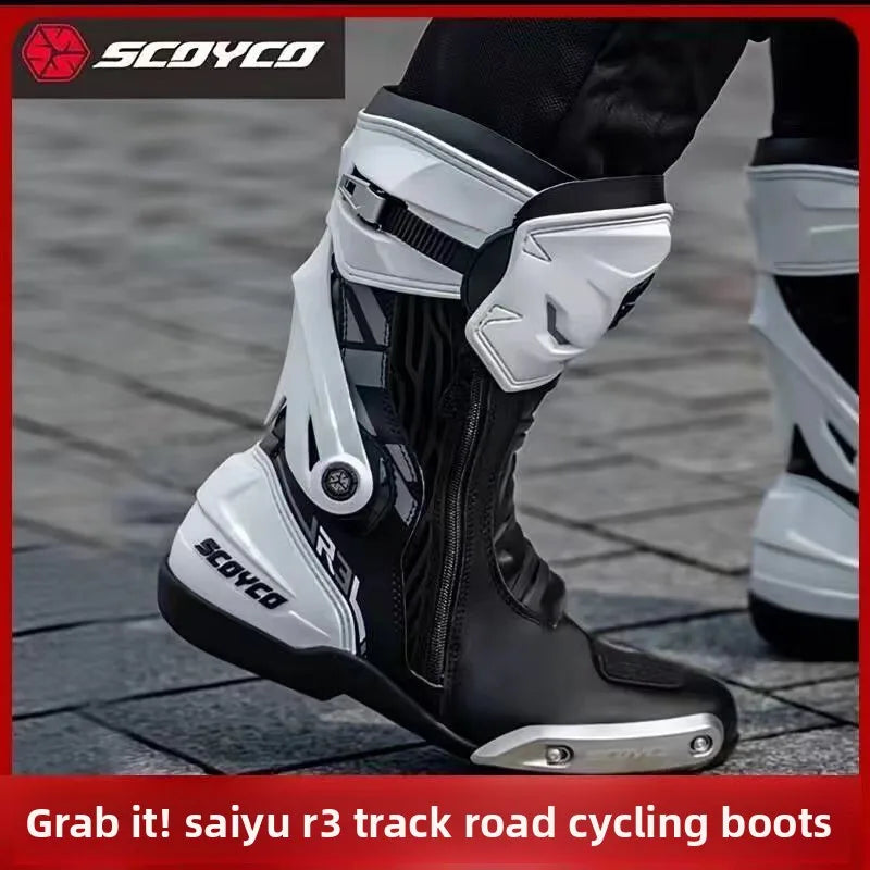 Motorcycle Boots Long Thigh Boots Men Shoes Shoe Moto Riding Shoe Man Racing Motocross Protective Gear Speed SCOYCO MR003