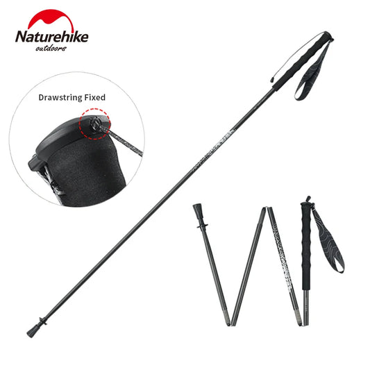 Naturehike 3K Carbon Fiber Collapsible Telescopic Sticks Trekking Pole Folding Portable Walking Stick Staff for Hiking Climbing