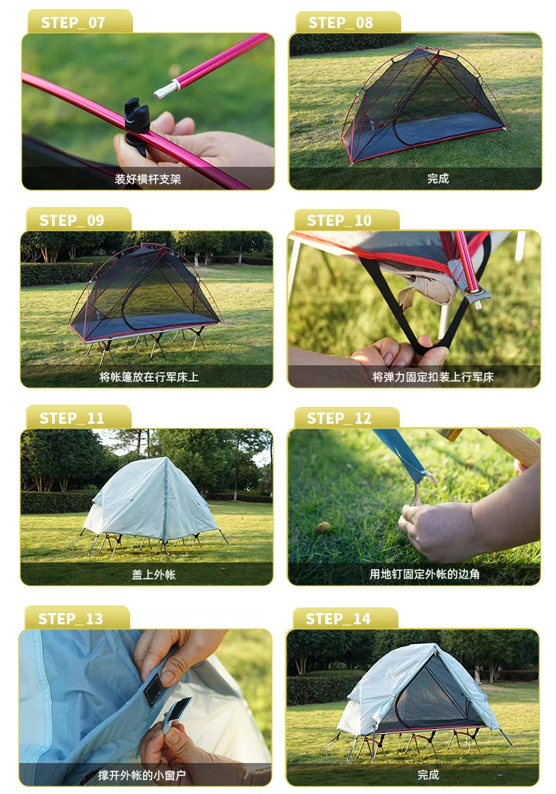 Outdoor Camping Off-the-ground Tent Single-person Easy-to-storage Portable Aluminum Alloy Anti-mosquito Rain-proof Fishing Tent