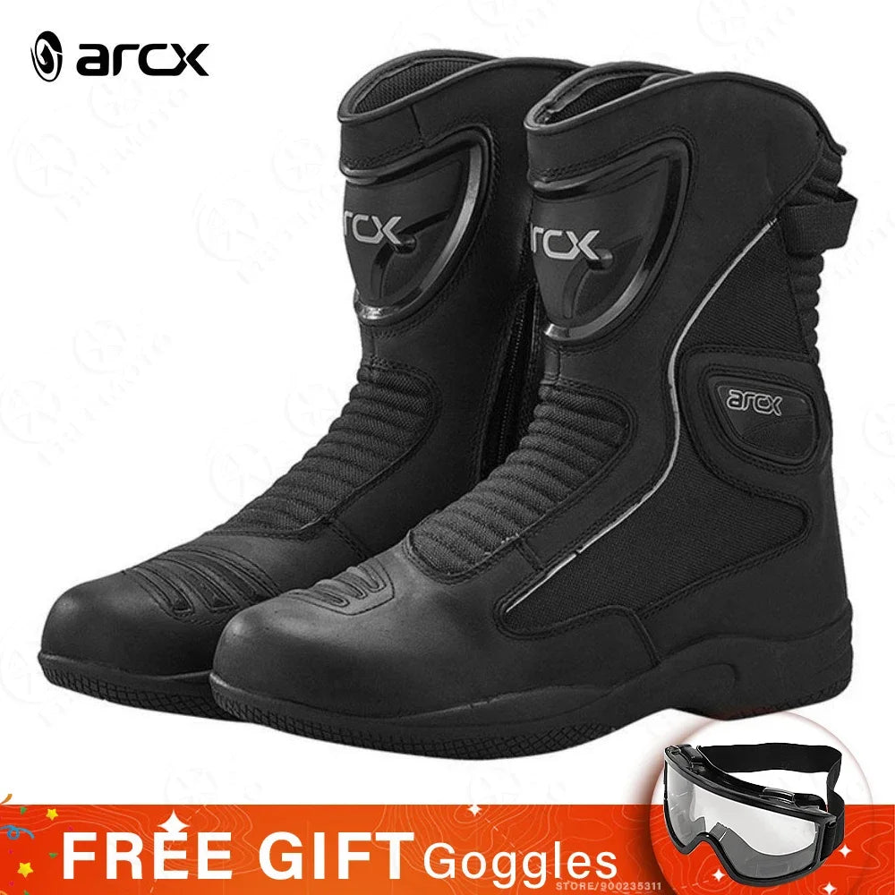 ARCX Motorcycle Boots Waterproof Motorcyclist Quilted Boots Men Winter Motorboats Motorcycle Supplies Unisex Leather Moto Shoes