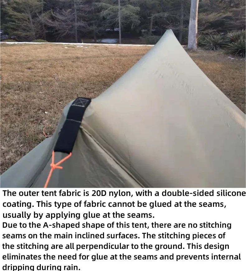 Hikeburger Yuanxing 2P Outdoor Camping Ultralight Tent Tarp Type A Pyramid Double Silicon 20D Nylon Cloth Waterproof Canopy Tent