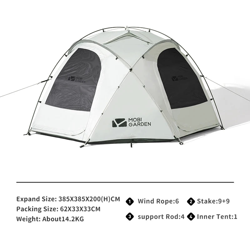 MOBI GARDEN Camping Tent Royal Castle 150D Oxford With Snow Skirt Double Layer Waterproof Hiking 5 Person 4 Season Tent UV50+