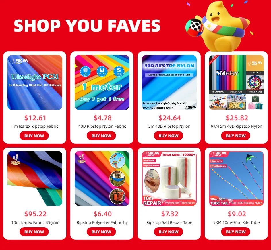 10 Meters Ripstop Nylon Kite Fabric Water Repellent Outdoor Fabric PU Coated Bag Banner Making Cloth Tent Tarp Cover Stuff Sack