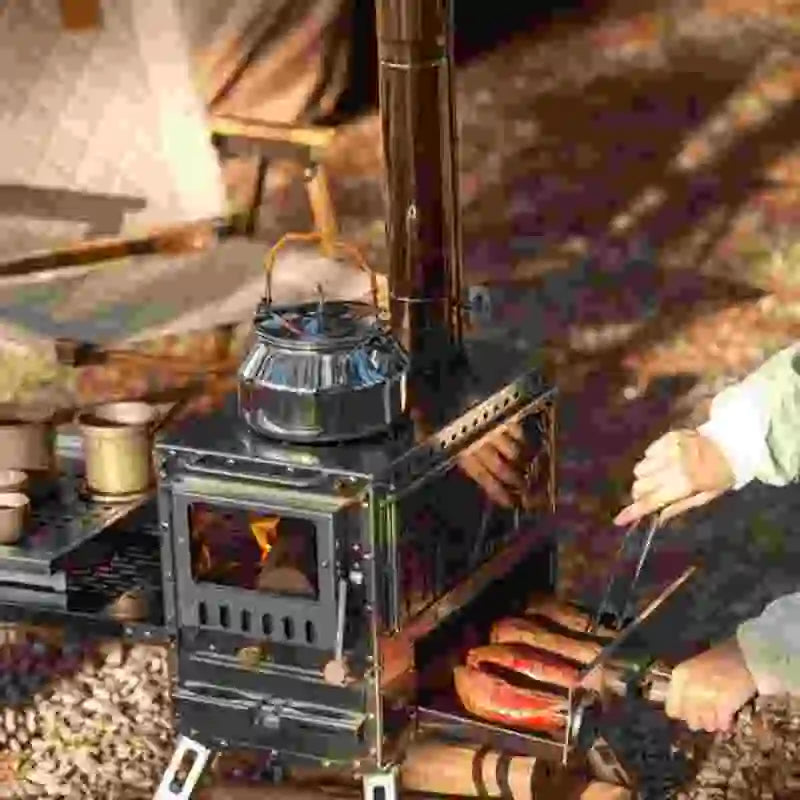 Firewood Stove Tent Heater Wood Furance Pellet Stove Brazier Grill Outdoor Camping Stove Portable Tent Heating Drawer Oven New