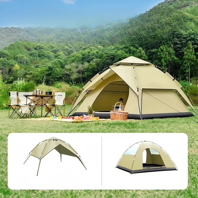 Automatic Pop Up Tent Double Waterproof Outdoor Camping Hiking Family Portable Quick Setup Lightweight Durable 3-4 Person Tent