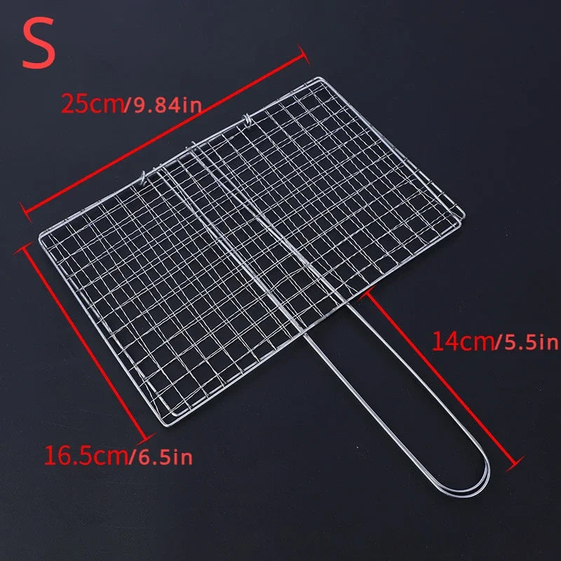 Silver Steak Meat Fish Net Size BBQ Net Tools Vegetable Barbecue Grilling Basket Grill  Rotisserie Grill  Barbecue Grill  Cucina