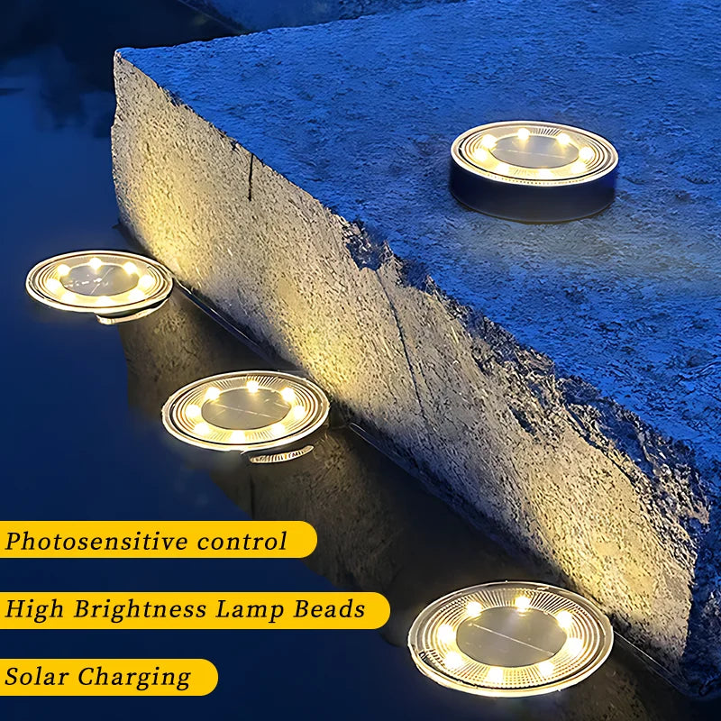 1-8PCS LED Outdoor Solar Power Floor Lamps Waterproof Underground Lamps for Lawn Decoration Garden Courtyar Decoration Lamp