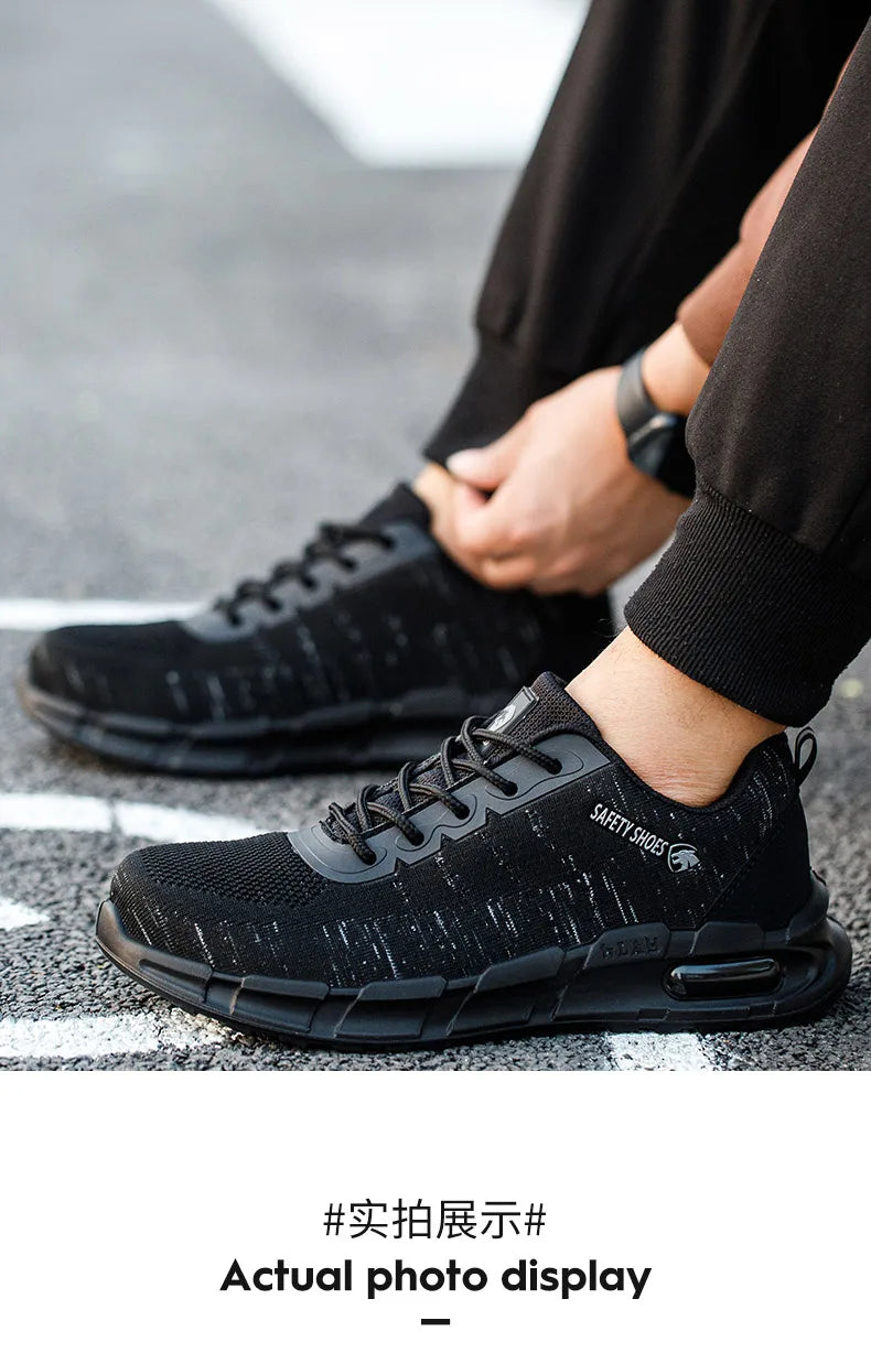 Security Anti-static Men Work Shoes Anti Puncture Anti Smashing Safety Shoes Air Cushion Indestructible Sneakers Breathable Mesh