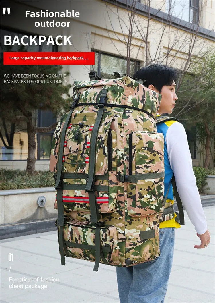 130L Large Capacity Mountaineering Bag Suitable  Outdoor Travel Camping Climbing Adventure Multifunctional Waterproof  Backpack