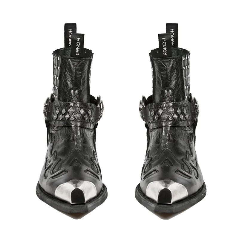 2025 New Men Popular Pointed Western Short Spanish Tide Brand Punk Rivet Leather Women Sneakers Chelsea Boots