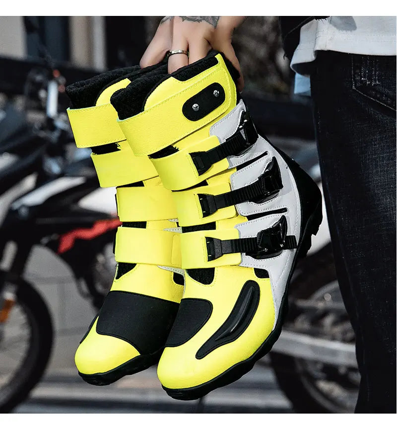 New Motorcycle Boots Men's Outdoor Sports Motocross Protective Boots Motos Slip Resistant Riding Shoes Motorcycle Accessories