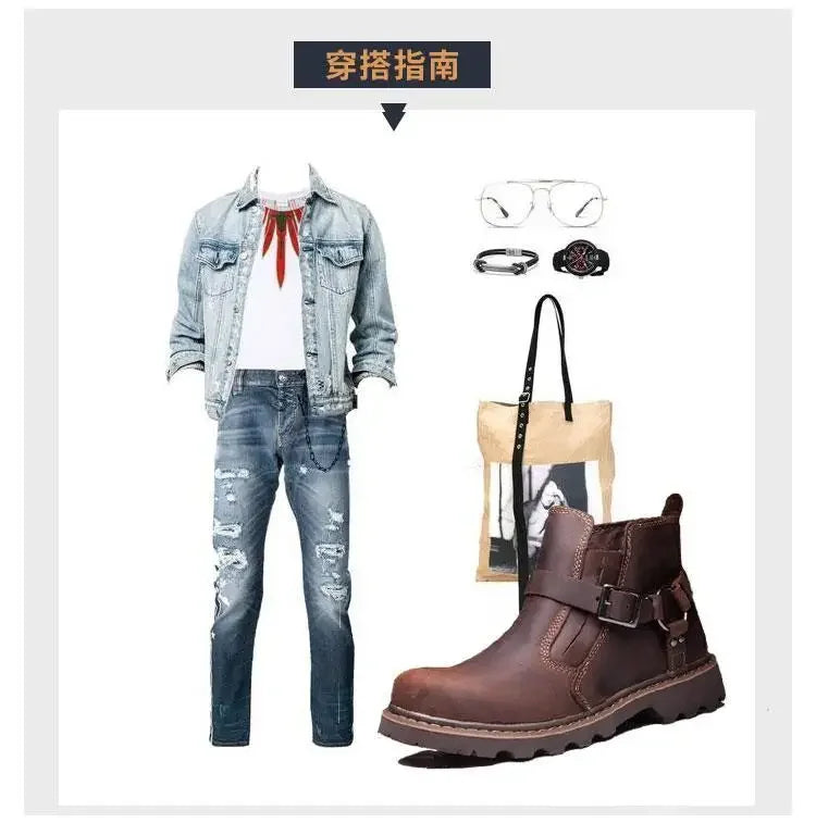 Retro leather boots for motorcycles durable men boots couple's short shoes motorcycle safety equipment motorcycle shoes