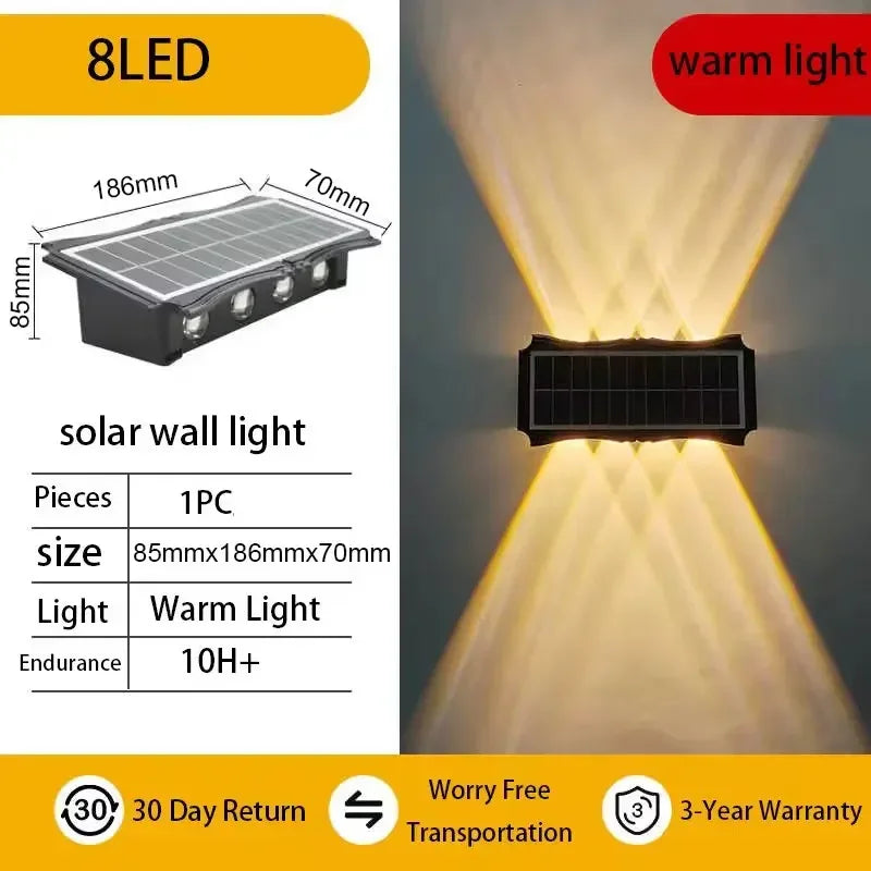 Solar Wall Lamp 4/6/8 Led Outdoor Solar Led Light Waterproof Up And Down Luminous Lighting Balcony Yard Garden Decoration Lights