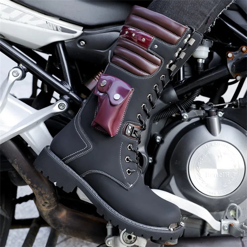 Luxury Brand Men's Mid-calf Boots 2025 New High Top Leather Boots Fashion Motorcycle Boots for Men Trendy Street Punk Boot Botas