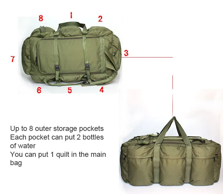 100L Camping Super Large Capacity Backpack Men Camping Storage Bag Men Tent Canopy Military Tactical Shoulder Bag Travel Handbag