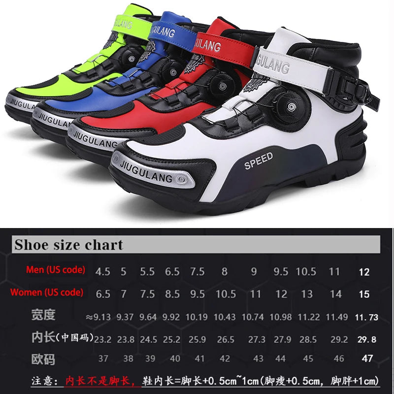 Men Motorcycle Boots Outdoor Riding Anti-slip Winters Sneakers Shoes Bicycle Mountain Racing Ankle Length Women Racing Shoes