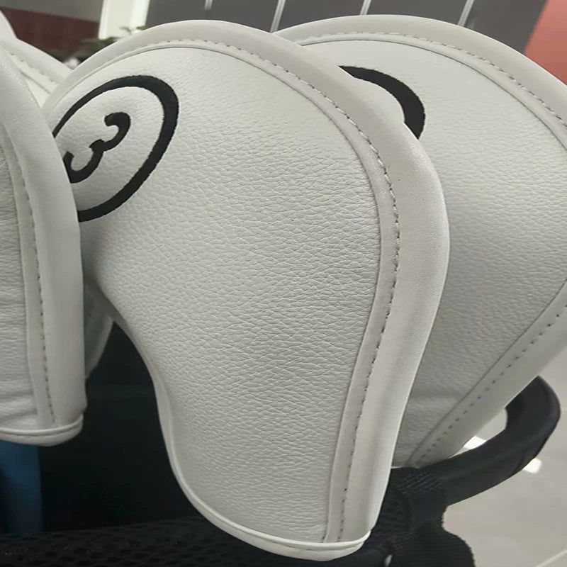 10 sets of portable PU golf club iron head cover magnetic protective cover golf club iron head cover set 3 4 5 6 7 8 9 AW SW PW