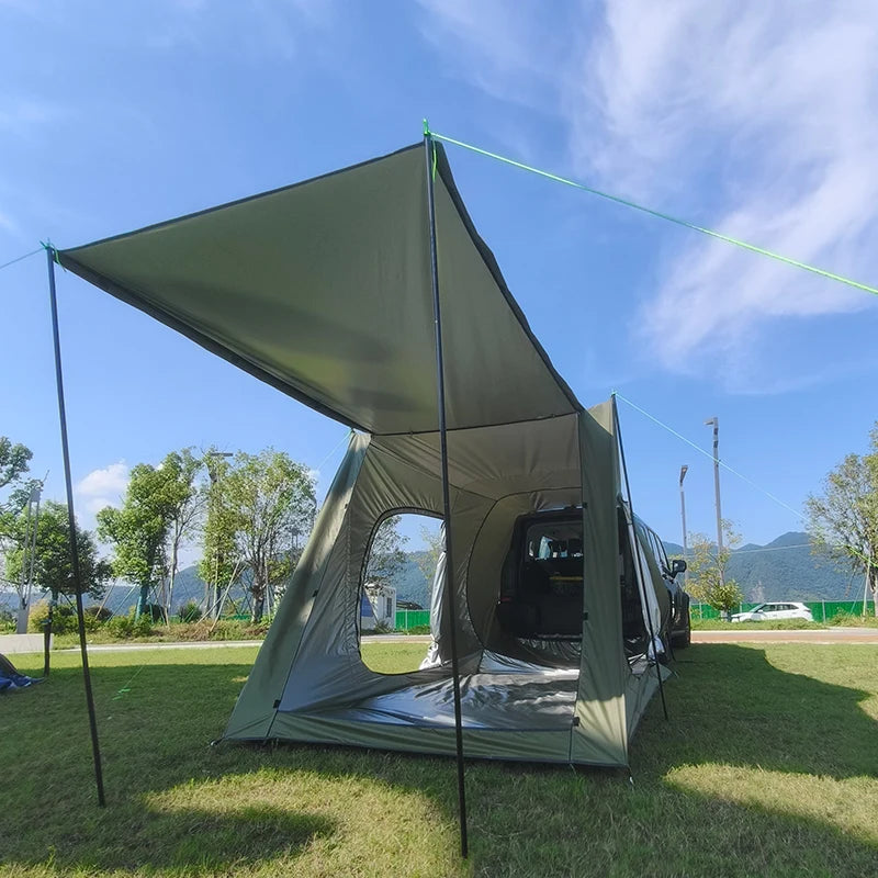 SUV Car Tent with Big Awning, Rear Tent, Camping, Multi-Use Tarp, Roomy Family Camping Tent with Floor, Car Side Tent