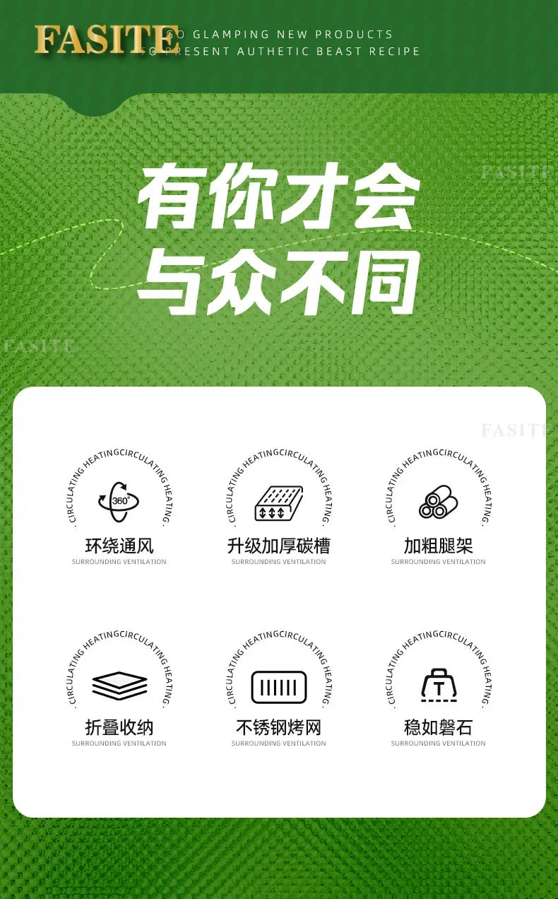 Commercial Folding BBQ Grills Portable Firewood Barbecue Utensils Cookware Brazier Charcoal Garden