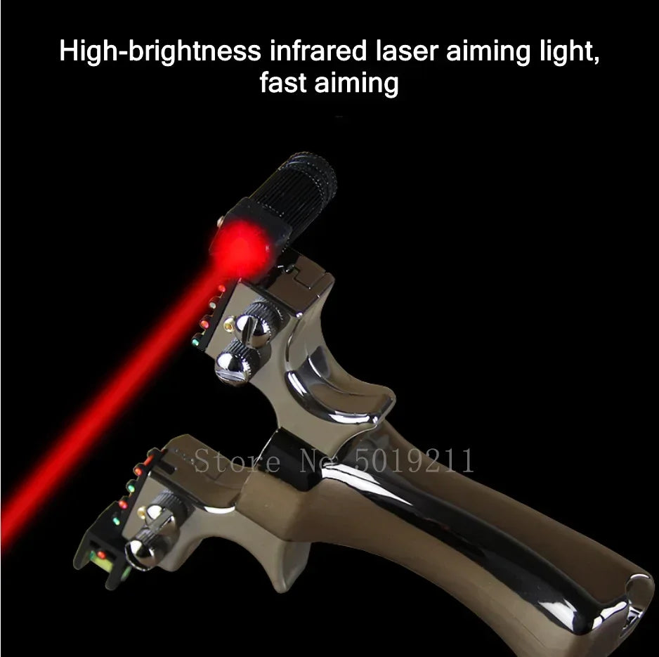 Powerful Laser Slingsshot Upgrade Outdoor Shooting Catapult Double Screw Quick Pressure Rubber Band Hunting Slingshot