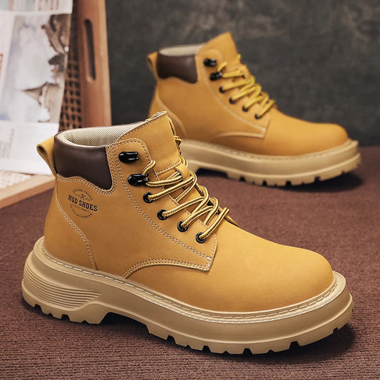 New Arrival Mens Ankle Boots Fashion Comfortable Motorcycle Boots Leisure Walk Male Basic Boots Outdoor High Top Shoes Sneakers