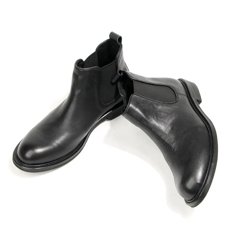 Vintage Man Western Boots Genuine Leather High Calf Shoe For Men Comfortable Slip On Designer Shoes Ankle Boots Male Shoe A223