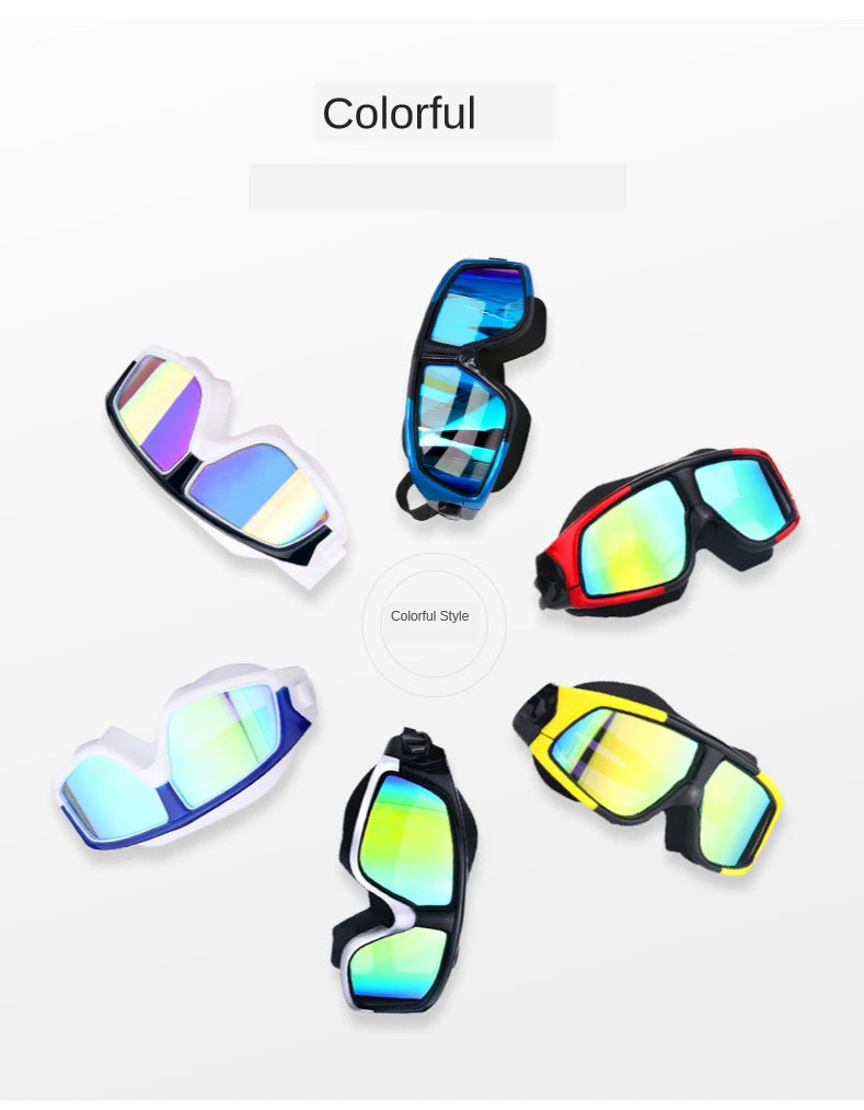 Adjustable Swimming Glasses Women and Men Myopia Waterproof Anti-Fog Goggles Set Acetate Blue Polycarbonate