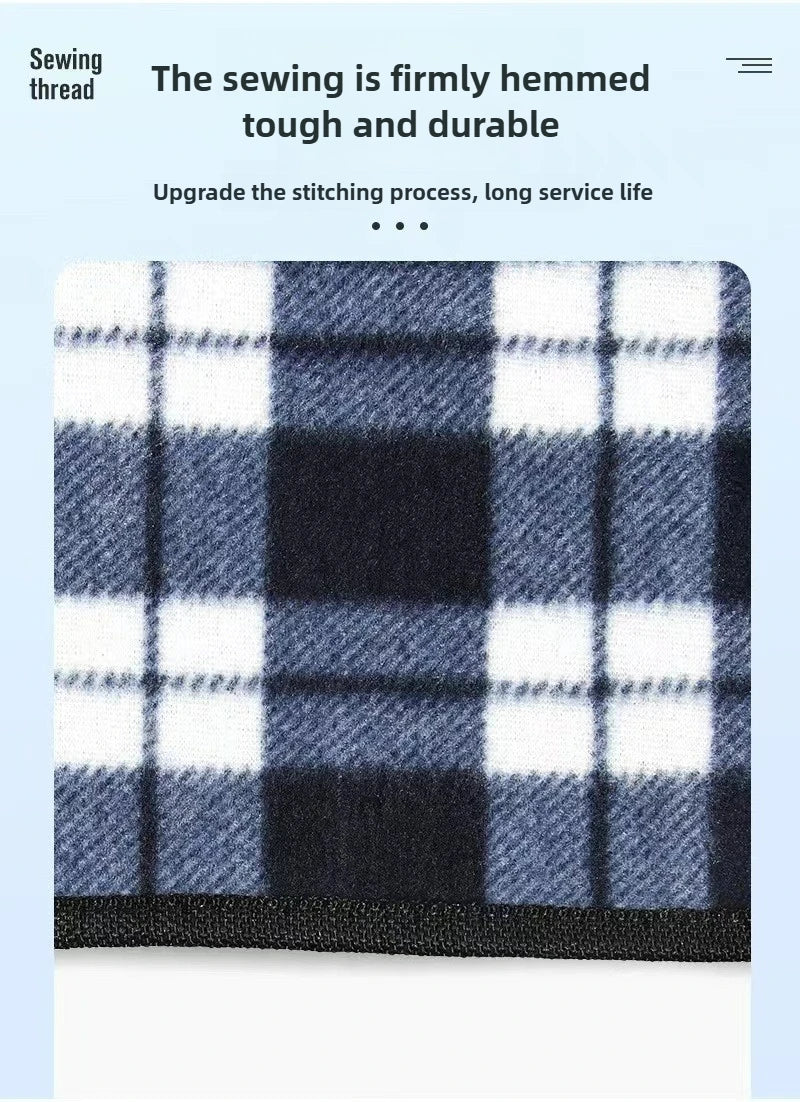 Outdoor Single-sided Velvet Folding Picnic Mat with Waterproof Soft Thickened Grid Camping Mat on The Bottom 130cm 150cm