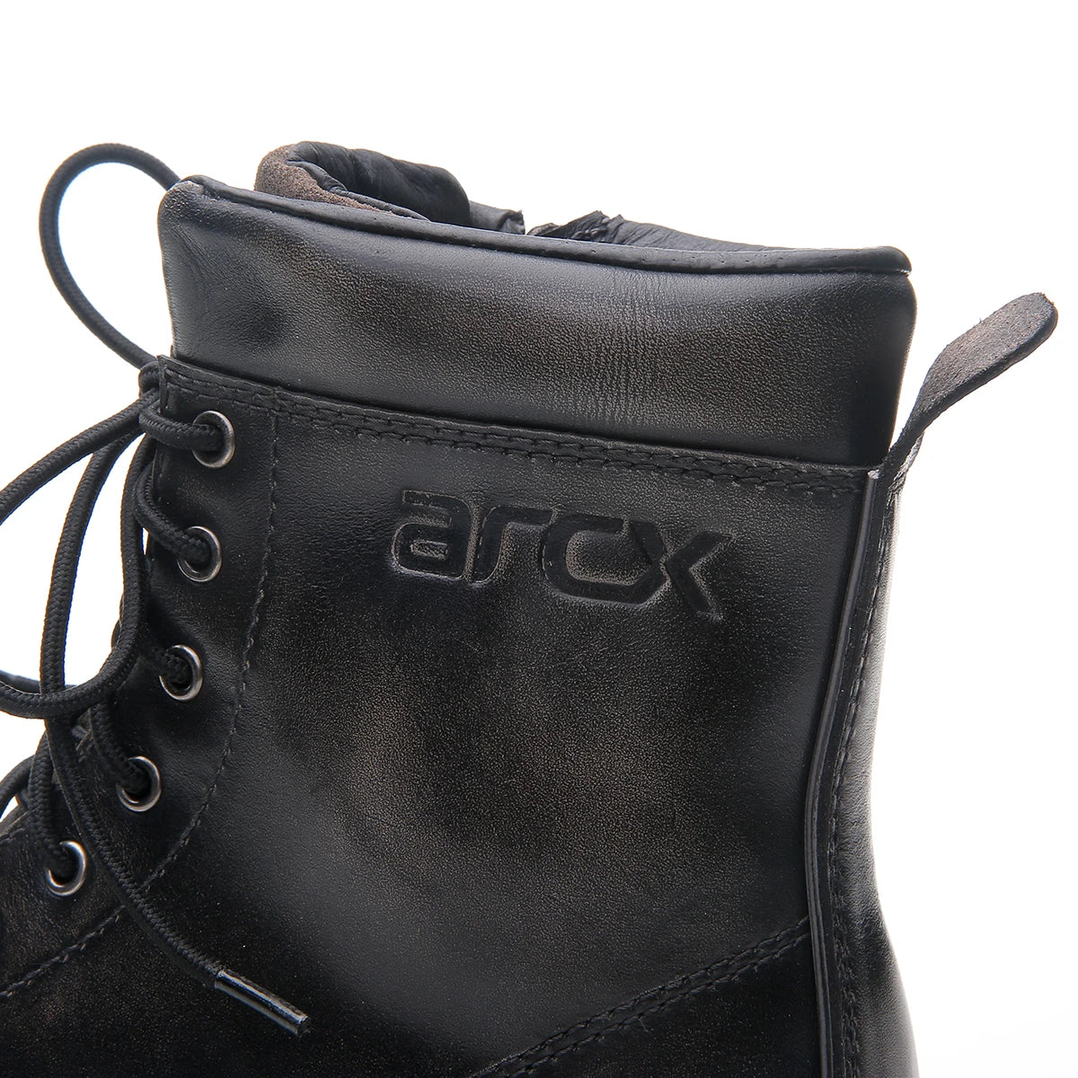 ARCX Men's Vintage Black Genuine Leather Motorcycle Racing Boots, Retro Style Riding Footwear for Men, Durable Cowhide Car Shoe