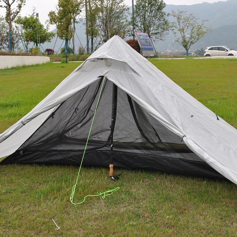 Ultralight Outdoor Backpacking Camping Tent, Trekking Pole Tent, Lightweight Poleless Tent, Waterproof, 1-2 Person, NO POLE