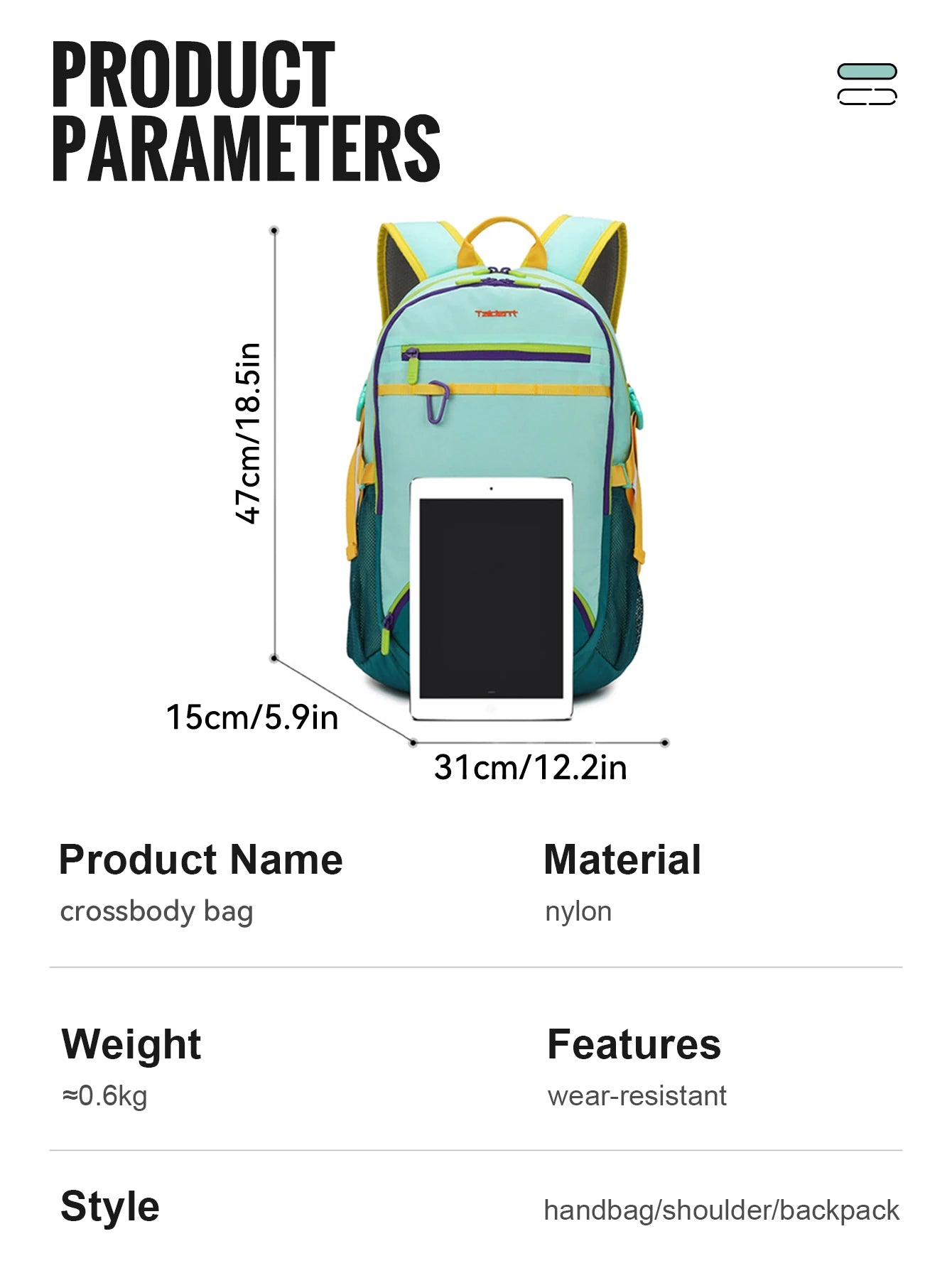 WRELS Backpack Camping Bag Large Capacity Backpack Lightweight Waterproof Mountaineering Bag Breathable Casual Travel Backpack
